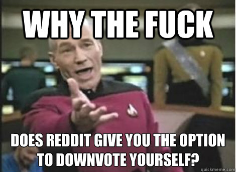 why the fuck does reddit give you the option to downvote yourself? - why the fuck does reddit give you the option to downvote yourself?  Misc