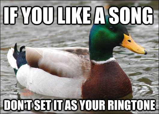 if you like a song don't set it as your ringtone  Actual Advice Mallard
