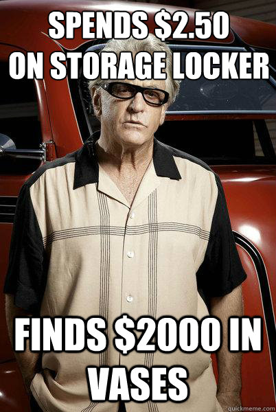 Spends $2.50
on storage locker Finds $2000 in vases  Storage Wars Barry
