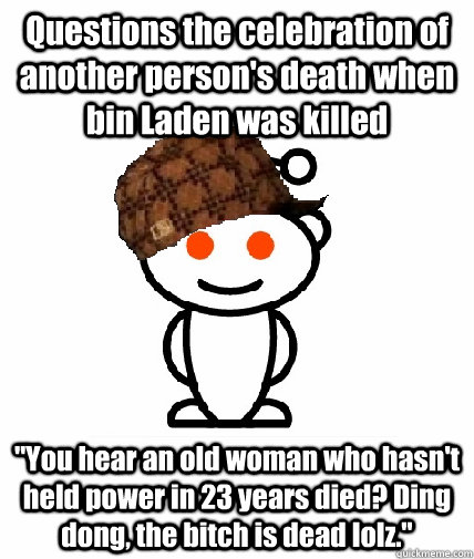 Questions the celebration of another person's death when bin Laden was killed 