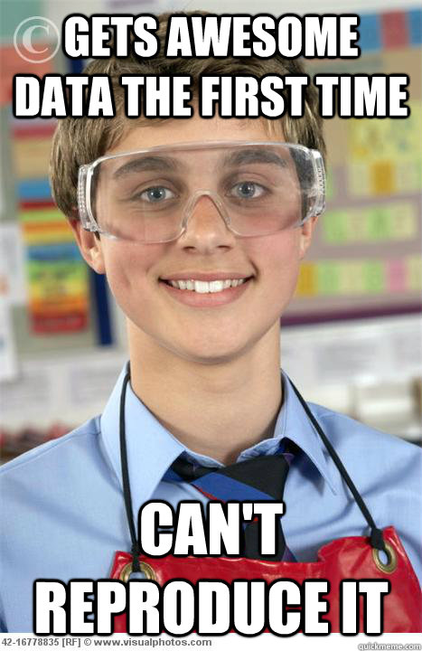 Gets awesome data the first time can't reproduce it - Gets awesome data the first time can't reproduce it  Scumbag Lab Partner