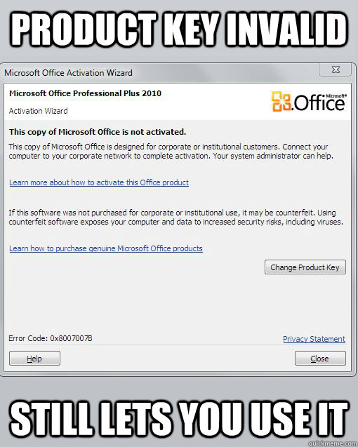 product key invalid still lets you use it  Good Guy MS Word