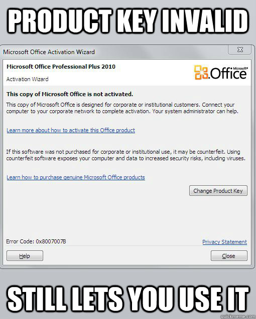 product key invalid still lets you use it  