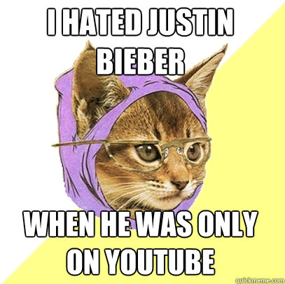 I hated justin bieber when he was only on youtube  Hipster Kitty