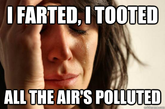 I farted, I tooted all the air's polluted  First World Problems
