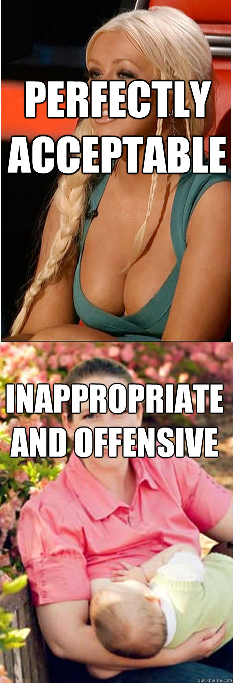 Perfectly 
acceptable Inappropriate 
and offensive  Breastfeeding in public