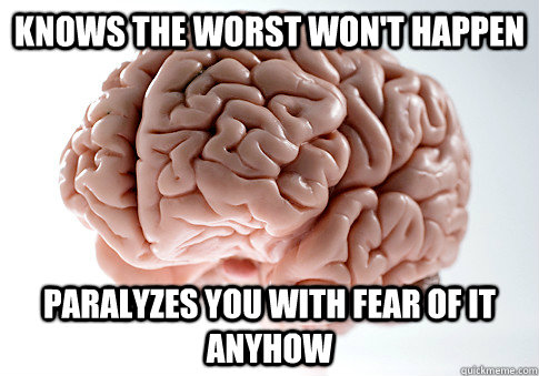 knows the worst won't happen paralyzes you with fear of it anyhow  Scumbag Brain