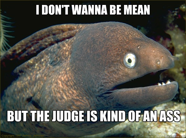 I Don't wanna be mean But the judge is kind of an ass  Bad Joke Eel