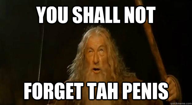 you shall not FORGET tah penis - you shall not FORGET tah penis  Advice gandalf