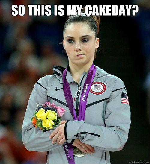 So this is my cakeday?  - So this is my cakeday?   McKayla Not Impressed