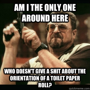 Am i the only one around here Who doesn't give a shit about the orientation of a toilet paper roll?  Am I The Only One Round Here
