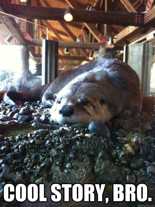  COOL STORY, BRO.  Unamused River Otter