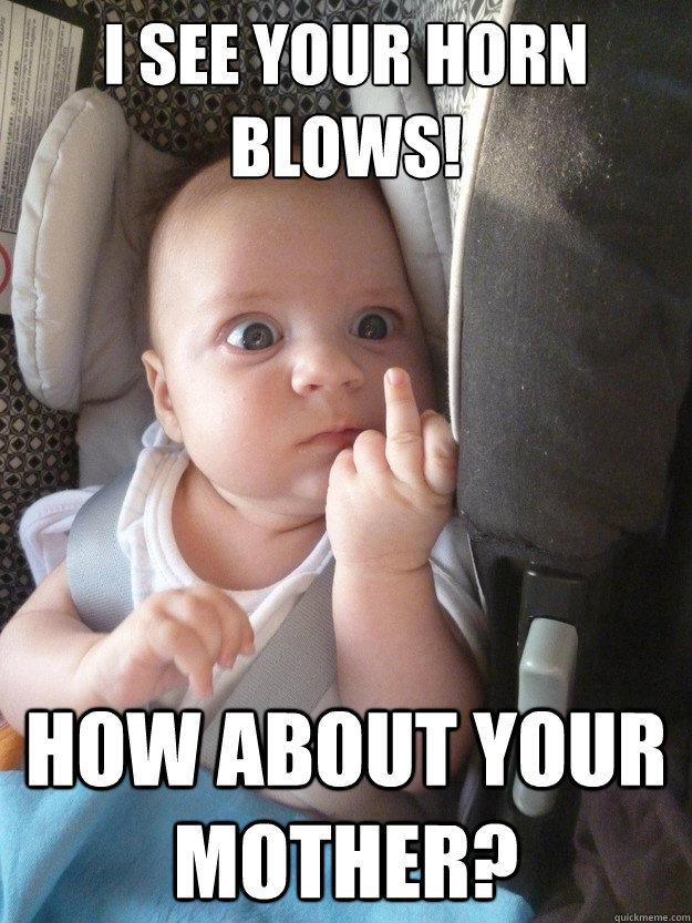 i see your horn blows! How about your mother?  road rage baby
