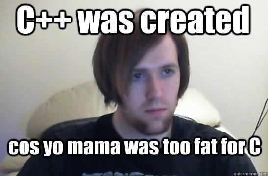 C++ was created cos yo mama was too fat for C  