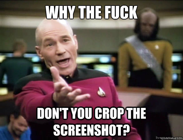 Why the fuck Don't you crop the screenshot?  Annoyed Picard HD