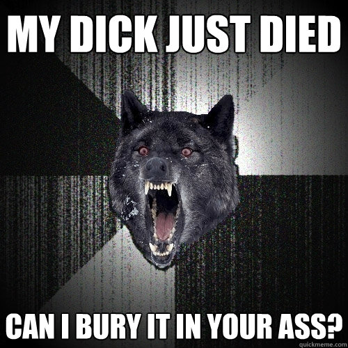 My dick just died can i bury it in your ass?  Insanity Wolf