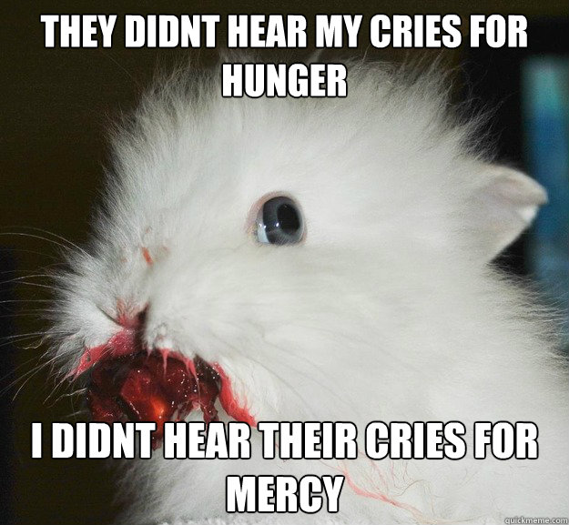 They didnt hear my cries for hunger i didnt hear their cries for mercy - They didnt hear my cries for hunger i didnt hear their cries for mercy  rage rabbit