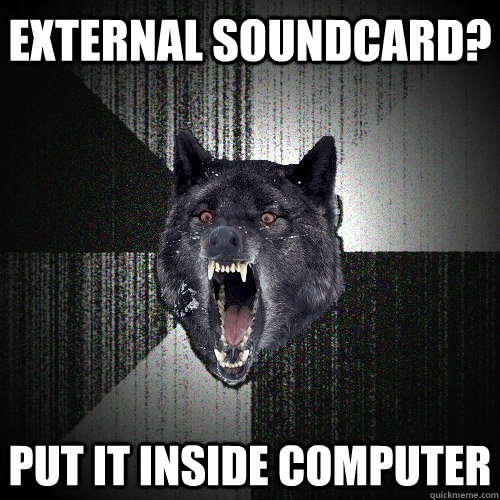 external soundcard? put it inside computer  Insanity Wolf