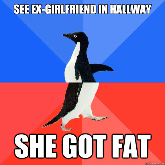 See Ex-Girlfriend in Hallway She got fat  Socially Awkward Awesome Penguin