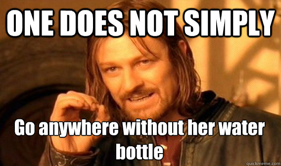 ONE DOES NOT SIMPLY Go anywhere without her water bottle  One Does Not Simply