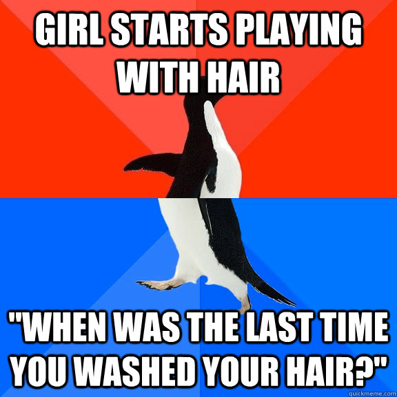 Girl Starts playing with hair 