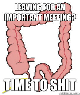 Leaving for an important meeting? Time to shit  Scumbag Bowels