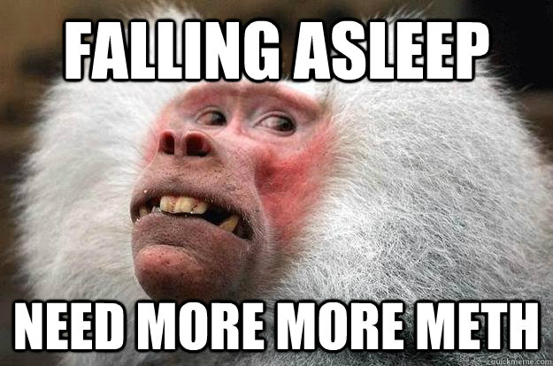 falling asleep need more more meth - falling asleep need more more meth  Meth Monkey