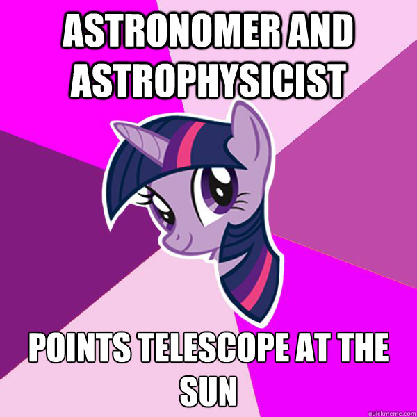 astronomer and astrophysicist points telescope at the sun - astronomer and astrophysicist points telescope at the sun  Twilight Sparkle
