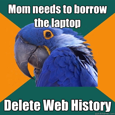 Mom needs to borrow the laptop Delete Web History  Paranoid Parrot