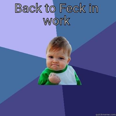 BACK TO FECK IN WORK  Success Kid