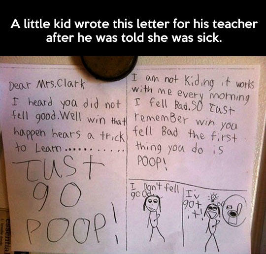 Little Kid Finds Out His Teacher Is Sick, Comes up with The Best Idea Ever... -   Misc