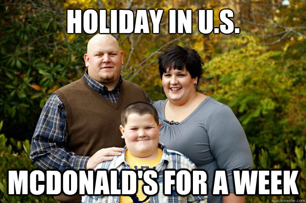 Holiday in U.S. McDonald's for a week  Happy American Family