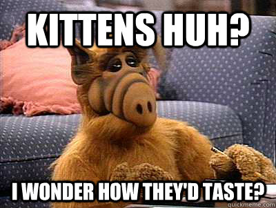 Kittens huh? I wonder how they'd taste? - Kittens huh? I wonder how they'd taste?  Alf The Dont Be a Douchebag Alien