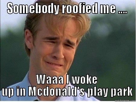 Drinking while on Steroids - SOMEBODY ROOFIED ME .... WAAA I WOKE UP IN MCDONALD'S PLAY PARK 1990s Problems