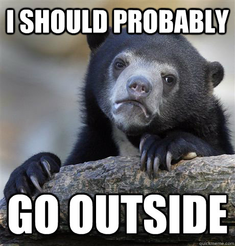 I should probably go outside  Confession Bear