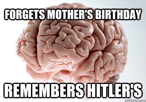 FORGETS MOTHER'S BIRTHDAY REMEMBERS HITLER'S  Scumbag Brain