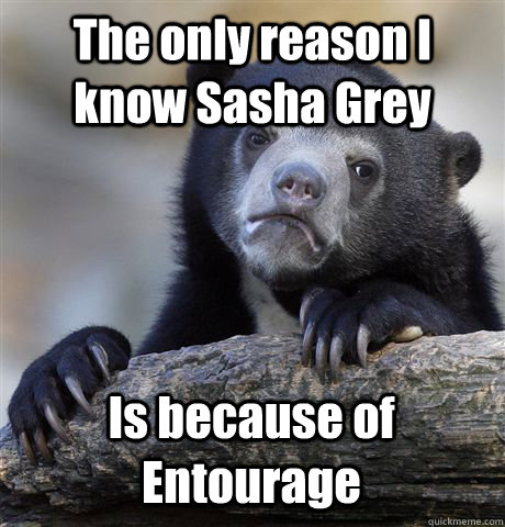 The only reason I know Sasha Grey Is because of Entourage - The only reason I know Sasha Grey Is because of Entourage  Confession Bear
