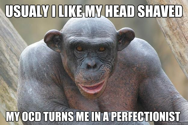 Usualy I like my head shaved my OCD turns me in a perfectionist - Usualy I like my head shaved my OCD turns me in a perfectionist  The Most Interesting Chimp In The World