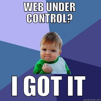 WEB UNDER CONTROL? I GOT IT Success Kid