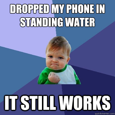 dropped my phone in standing water it still works - dropped my phone in standing water it still works  Success Kid