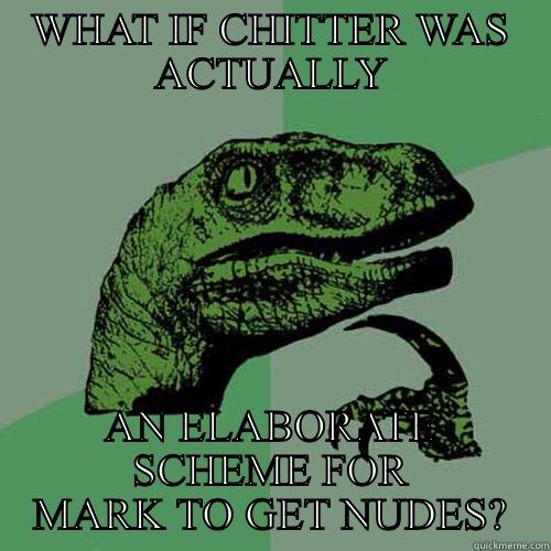 WHAT IF CHITTER WAS ACTUALLY AN ELABORATE SCHEME FOR MARK TO GET NUDES? Philosoraptor