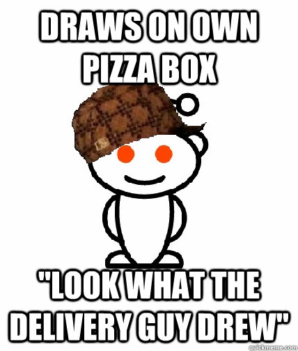 Draws on own pizza box 