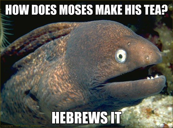 How does Moses make his tea? hebrews it - How does Moses make his tea? hebrews it  Bad Joke Eel