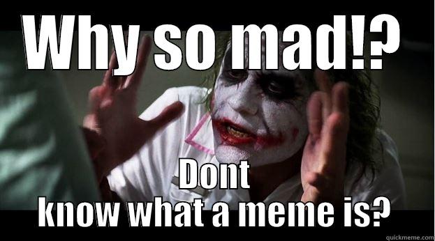 WHY SO MAD!? DONT KNOW WHAT A MEME IS? Joker Mind Loss