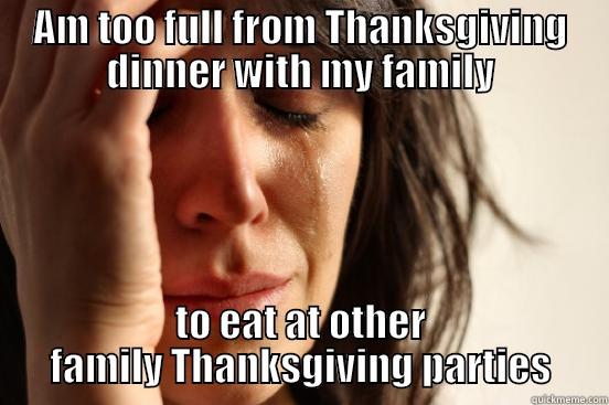 AM TOO FULL FROM THANKSGIVING DINNER WITH MY FAMILY TO EAT AT OTHER FAMILY THANKSGIVING PARTIES First World Problems