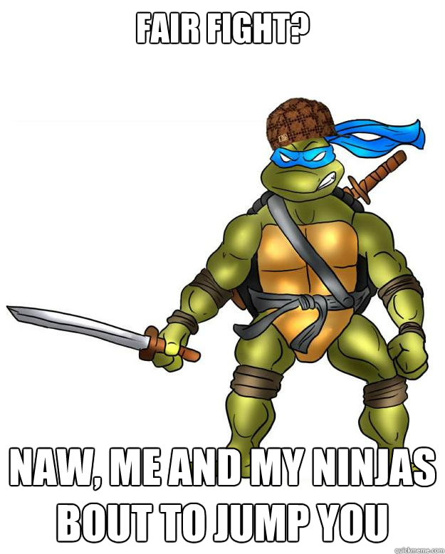 fair fight? naw, me and my ninjas bout to jump you  Scumbag Leonardo
