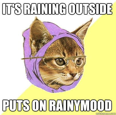 it's raining outside puts on rainymood  Hipster Kitty