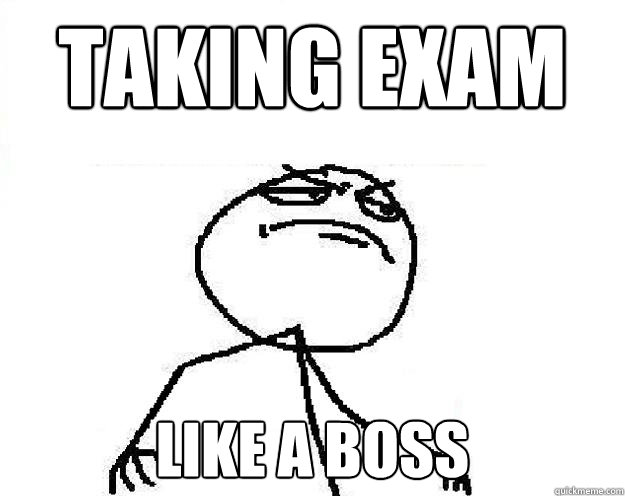 taking exam like a boss  