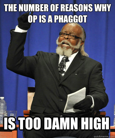 the number of reasons why op is a phaggot is too damn high   The Rent Is Too Damn High