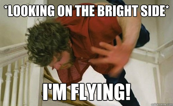 *Looking on the bright side* I'm flying! - *Looking on the bright side* I'm flying!  Looking on the Bright Side